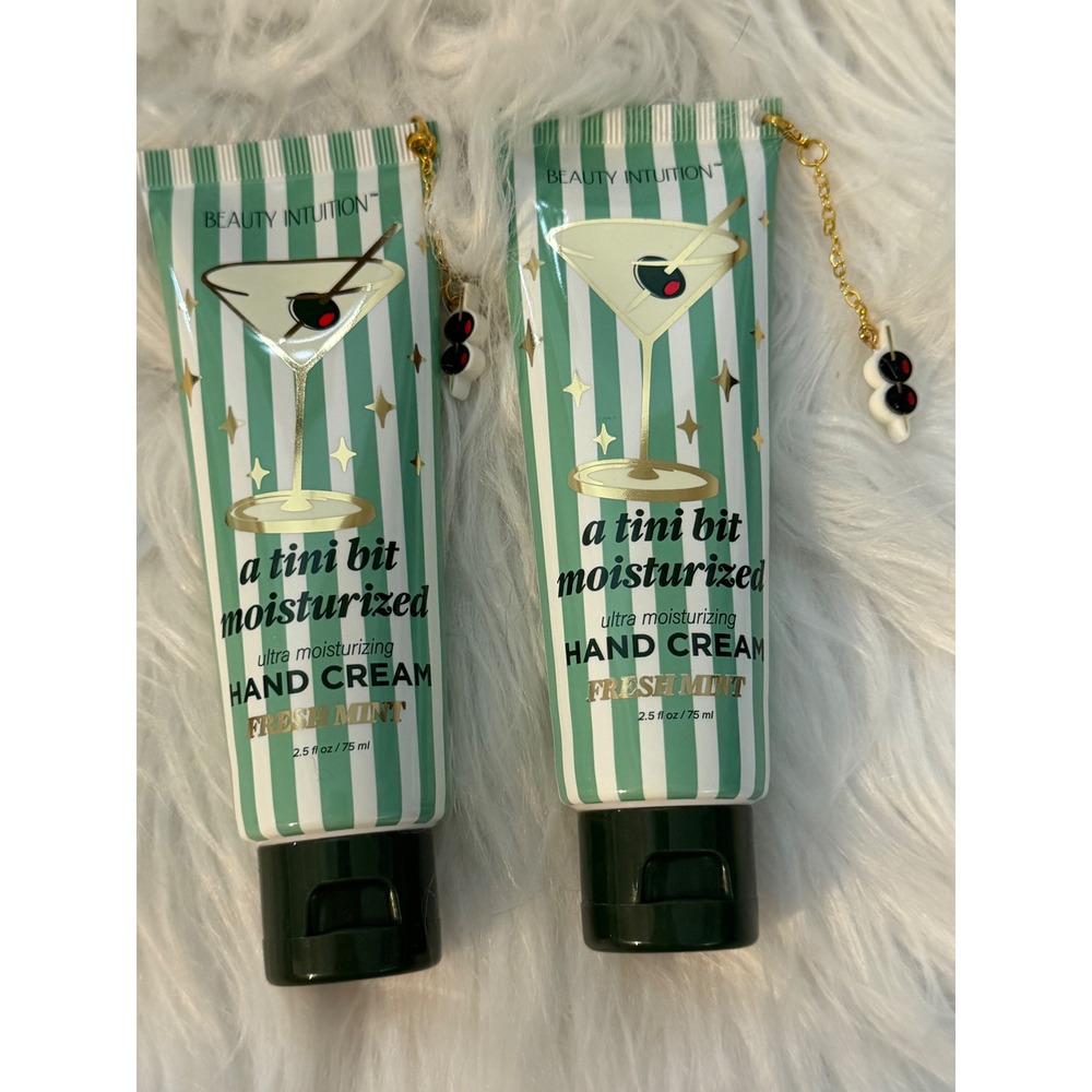 Beauty Intuition Fresh Mint Hand Cream Set of 2 Martini Olive Charm 2.5oz Each